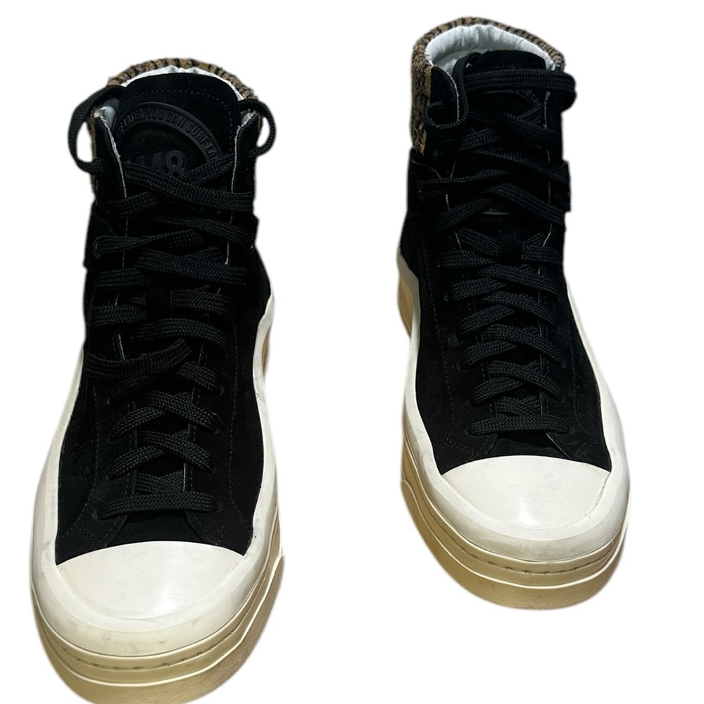 P448 Black Animal Print High Top Sneakers Size 37/ 7 - Picture 4 of 5